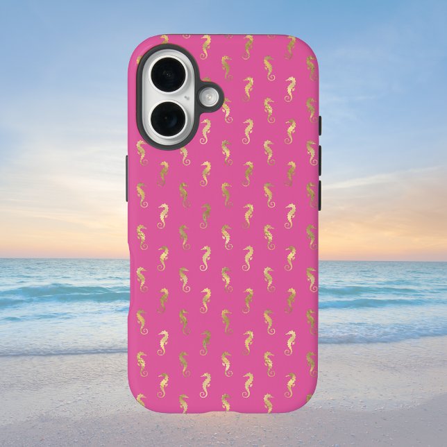 Pink and Gold Seahorse Repeat Pattern Case-Mate iPhone Case (Creator Uploaded)