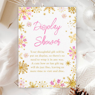 Pink and Gold Snowflakes Winter Display Shower Enclosure Card
