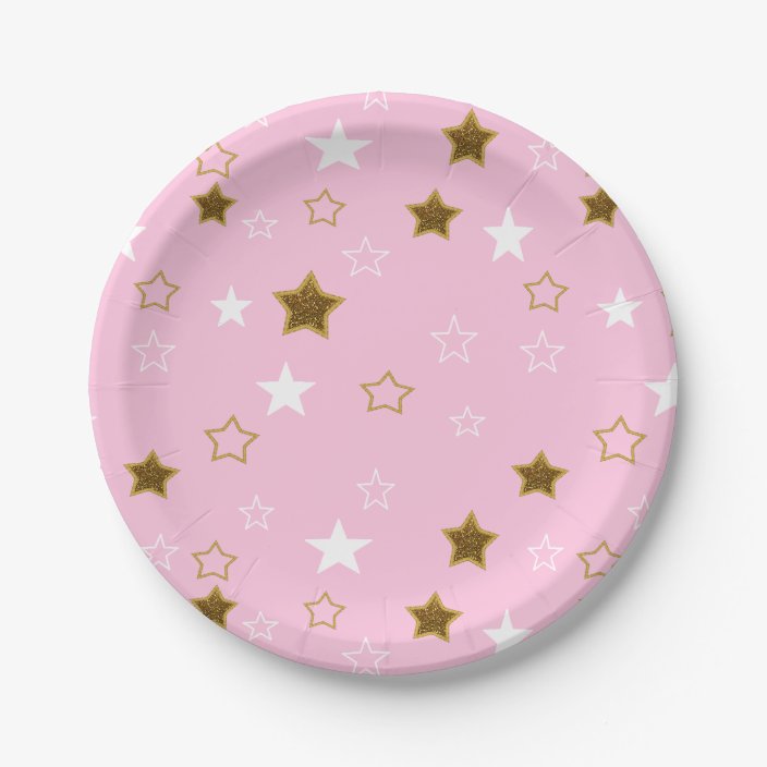 pink star paper plates