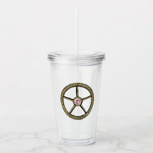 Pink and Gold Steampunk Acrylic Tumbler
