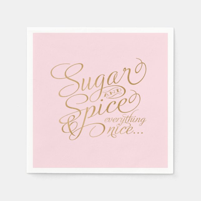 Pink and Gold Sugar and Spice Napkins (Front)