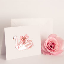 Pink and Gold Swan Blank Card