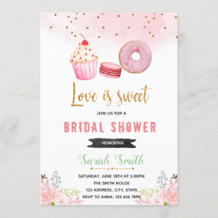 Pink and gold sweet bridal shower invitation