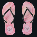 Pink and Gold Swirl Marble Monogrammed Flip Flops<br><div class="desc">Pink and gold swirl marble pattern monogrammed flip flops. Great for bridal parties,  beach weddings,  the beach,  the pool,  and any where in the warmer months!</div>