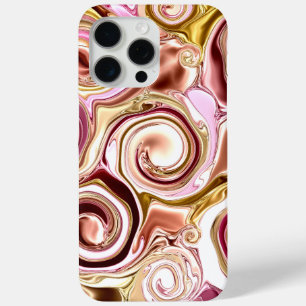 Pink and Gold Swirls iPhone 15 Pro Max Case