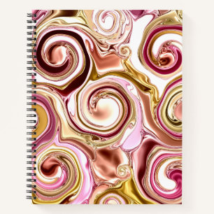 Pink and Gold Swirls Notebook