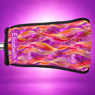Pink and Gold Synergy Personalised Golf Head Cover