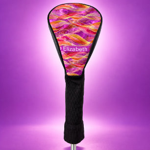 Pink and Gold Synergy Personalised Golf Head Cover