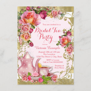 Pink and Gold Tea Party Invitation