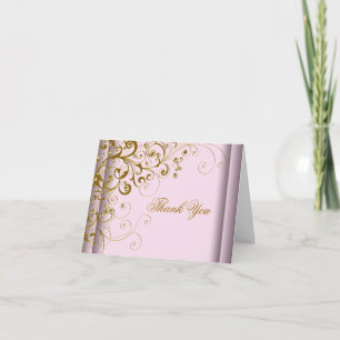 Pink and Gold Thank You Cards