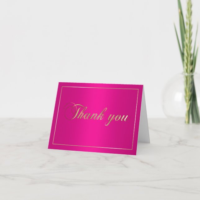 Pink and Gold Thank You Note Card (Front)