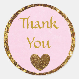 Pink and Gold Thank you Sticker