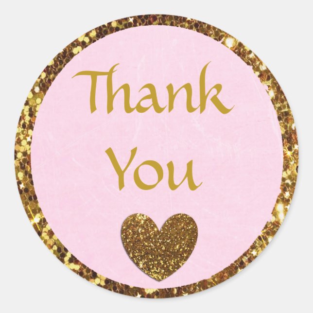 Pink and Gold Thank you Sticker (Front)