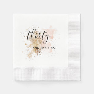 Pink And Gold Thirty 30th Birthday Napkins