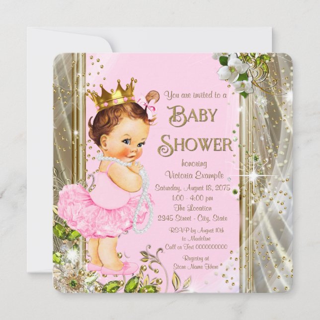 Pink and Gold Tutu Baby Shower Invitation (Front)