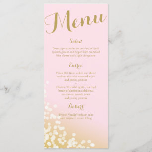 Pink and Gold Twinkle Lights Wedding Program Menu