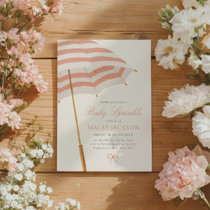 Pink and Gold Umbrella Girl Baby Sprinkle Invitation