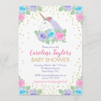Pink and Gold Unicorn Baby Shower Invitation