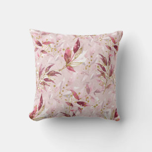 Pink and Gold Vines on Blush Cushion