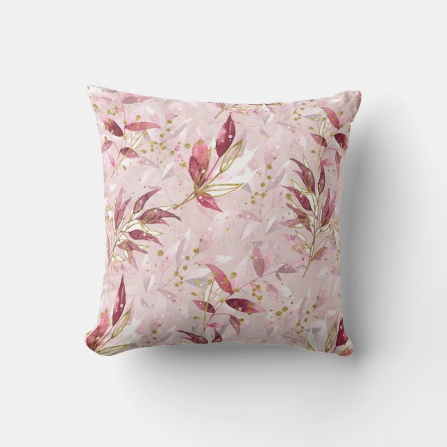 Pink and Gold Vines on Blush Cushion (Front)