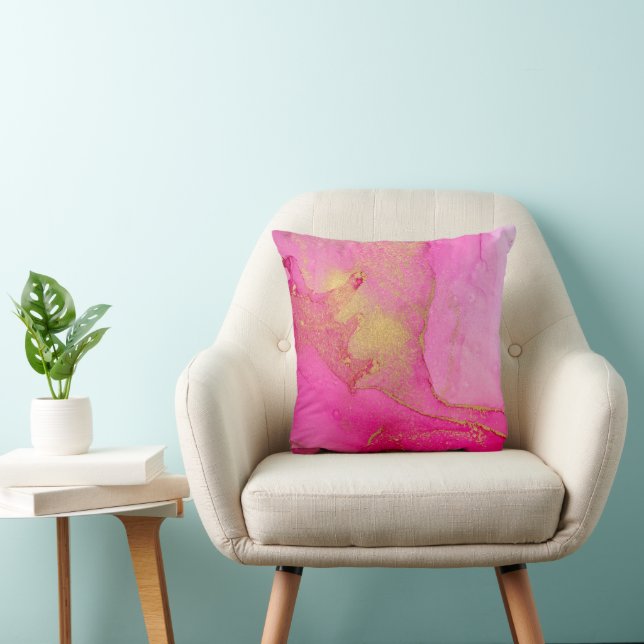 PInk and gold watercolor abstract   Cushion (Chair)