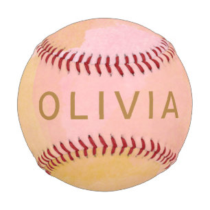 Pink and Gold Watercolor Abstract Painting Baseball