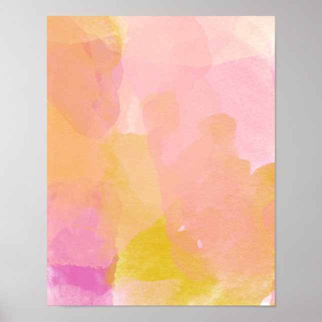 Pink and Gold Watercolor Abstract Painting Poster (Front)