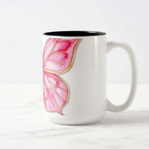 Pink and Gold Watercolor Butterfly Two-Tone Coffee Mug