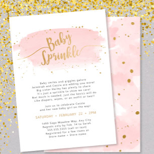Pink and Gold Watercolor Girl Baby Sprinkle Invitation
