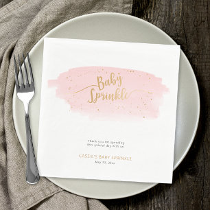 Pink and Gold Watercolor Girl Baby Sprinkle Napkin
