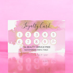 Pink and Gold Watercolor Girly Loyalty Punch