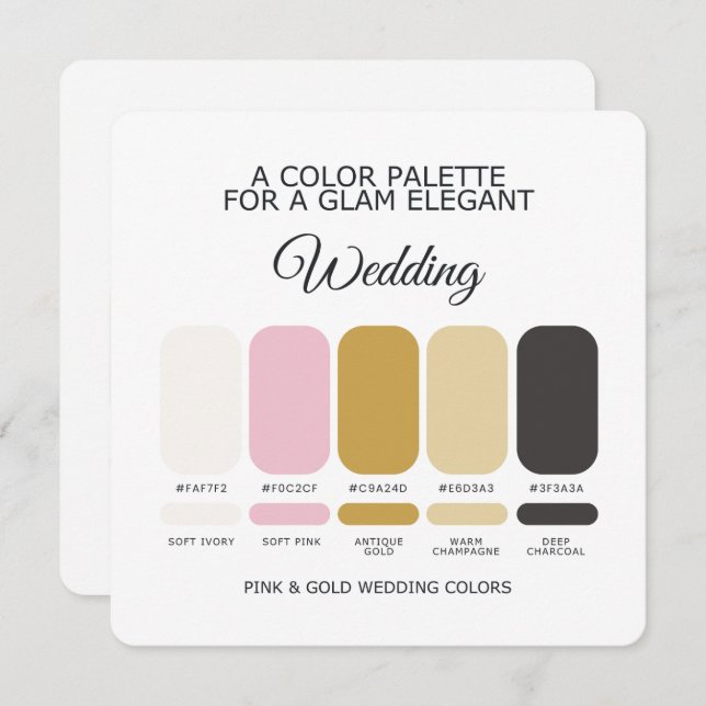 Pink and Gold Wedding Color Palette Card (Front/Back)
