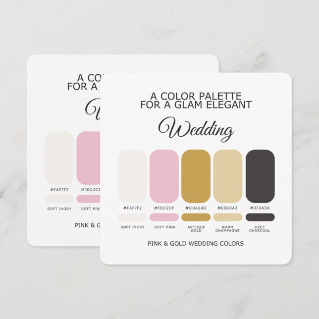 Pink and Gold Wedding Colour Palette Card (Front/Back)