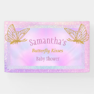 Pink and Gold Whimsical Butterfly Baby Shower Banner