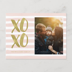 Pink and Gold XOXO Valentines Day Photo Holiday Postcard