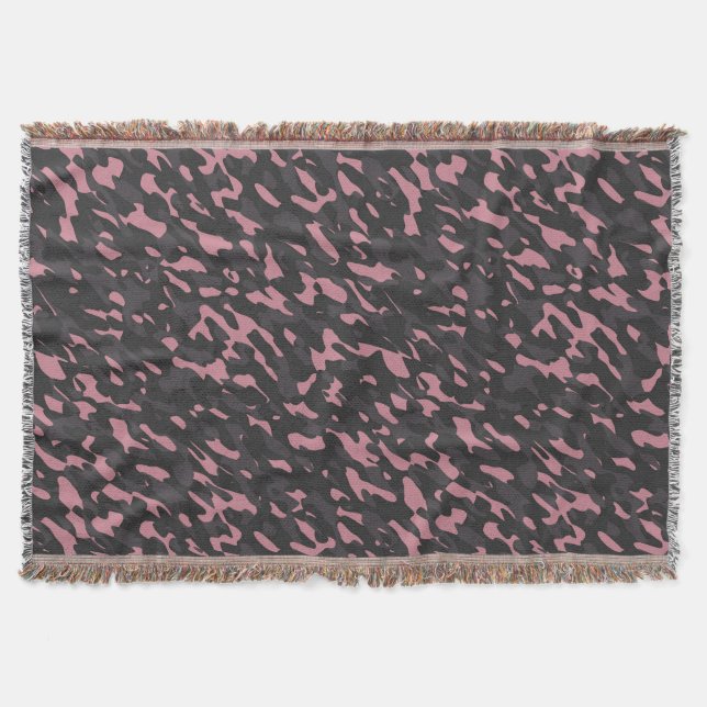 pink and gray camo abstract throw blanket (Front)