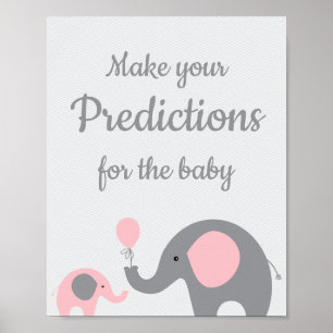 Pink and Gray Elephant Predictions for Baby Sign