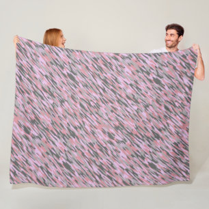 pink and gray green camo abstract fleece blanket
