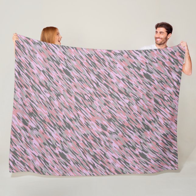 pink and gray green camo abstract fleece blanket (In Situ)