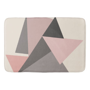 Pink and Gray Mid-century Modern Geometric    Bath Mat