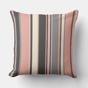 Pink and Gray Mid-century Modern Stripes   Cushion