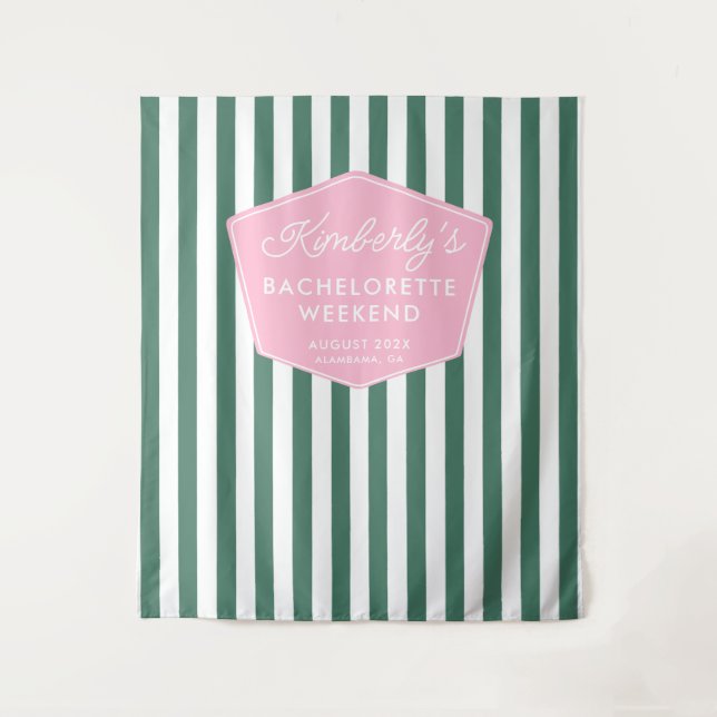 Pink And Green 1950s Vacation Photo Backdrop Tapestry (Front)