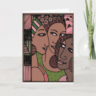 Pink and Green African American Women Card