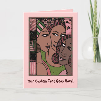 Pink and Green African American Women Card