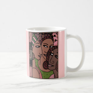 Pink and Green African American Women Coffee Mug