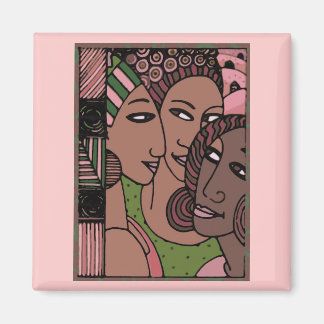 Pink and Green African American Women Magnet