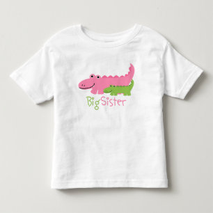 Pink and Green Alligators Big Sister Toddler T-Shirt