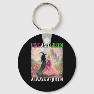 Pink And Green Always A Queen Witch Halloween Wome Key Ring