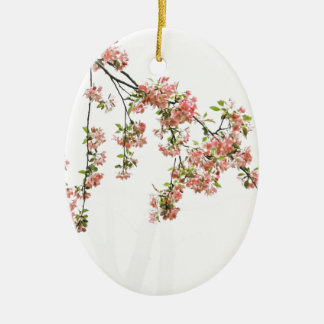 Pink and Green Apple Blossoms Ceramic Tree Decoration