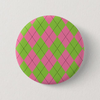 Pink and Green Argyle 6 Cm Round Badge